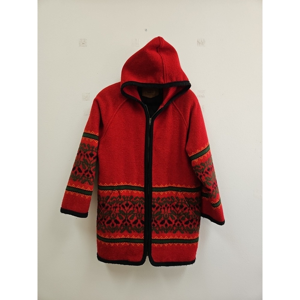 Vintage Woolrich Navajo Cowichan Southwest Jacket Coat Quilted Hooded wool Med